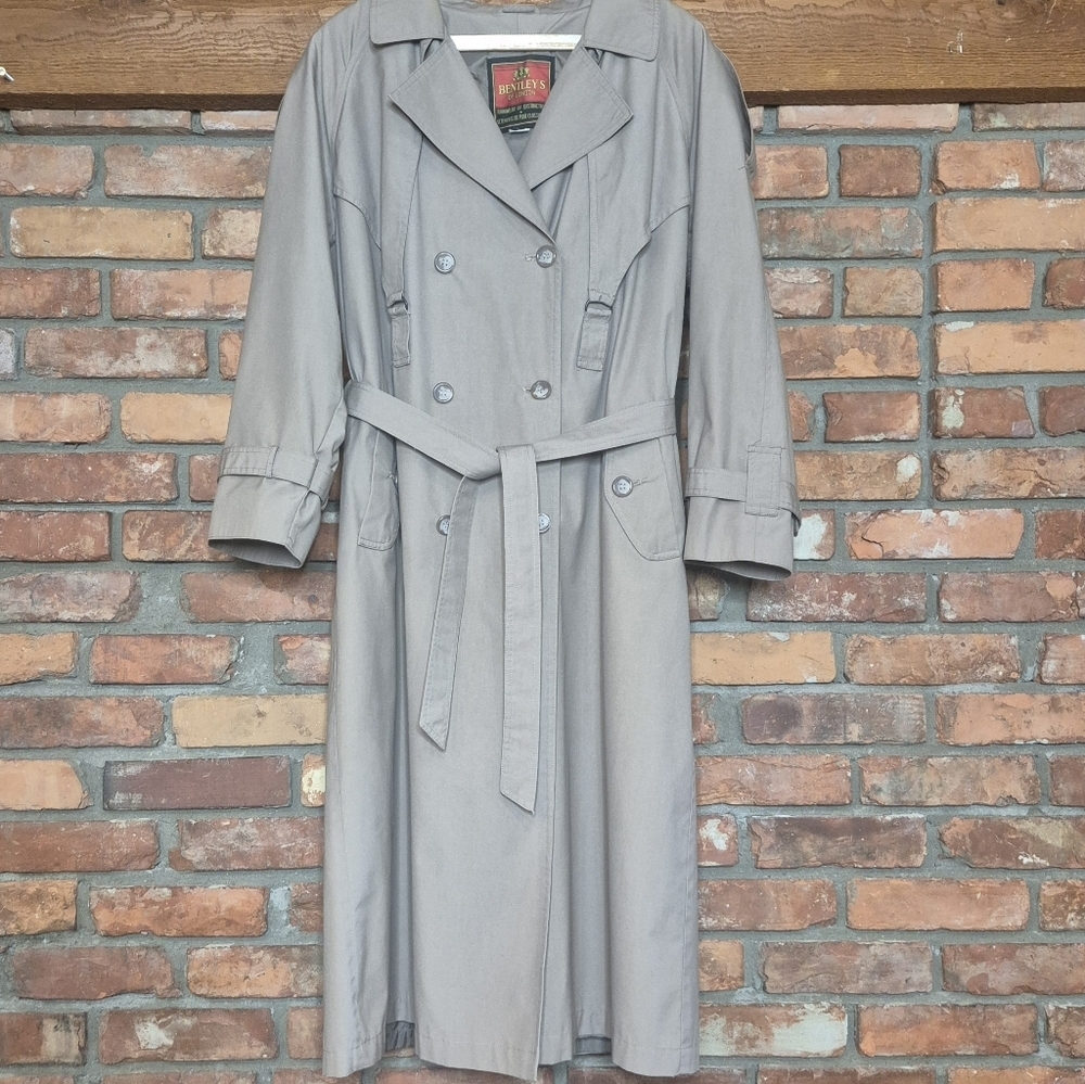 Bentley’s of London Taupe Trench Coat | Classic Double-Breasted Belted | Timeles - Picture 2 of 16